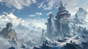 Mystic_ Mountain_ Temple_ Fantasy Wallpaper