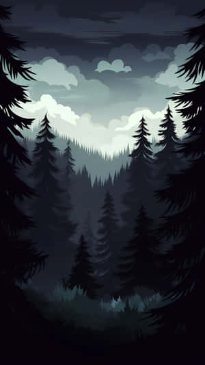 Mystic_ Pine_ Forest_ Night_ Scene Wallpaper