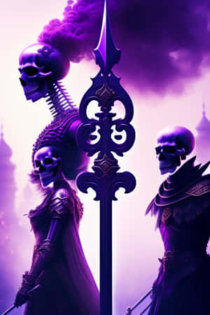 Mystic Purple Skeletons Artwork Wallpaper