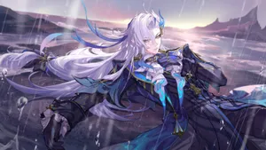 Mystic Warriorin Rainy Dusk Wallpaper