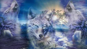 Mystical 3d Wolf In A Magical Forest Wallpaper
