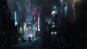 Mystical Anime Dark Cityscape Wallpaper