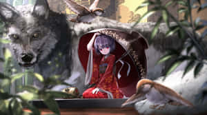 Mystical_ Anime_ Fox_ Girl_ Amidst_ Nature Wallpaper