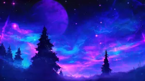Mystical Anime Galaxy Night Wallpaper