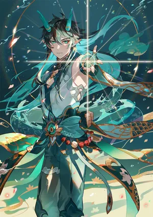 Mystical Aquatic Warrior Artwork Wallpaper