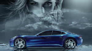 Mystical Beautyand Sports Car Wallpaper