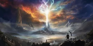 Mystical Bifrost Bridge Landscape Wallpaper