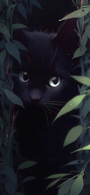 Mystical Black Catin Greenery Wallpaper