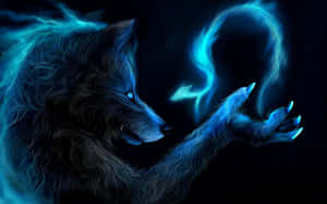 Mystical_ Blue_ Energy_ Wolf Wallpaper