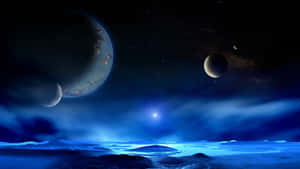 Mystical_ Blue_ Planetary_ View Wallpaper