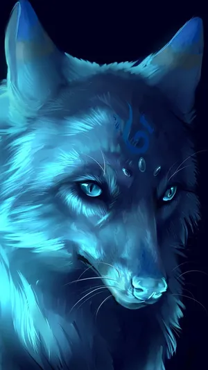 Mystical_ Blue_ Spirit_ Wolf Wallpaper