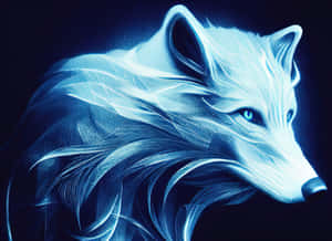 Mystical_ Blue_ Wolf_ Art Wallpaper