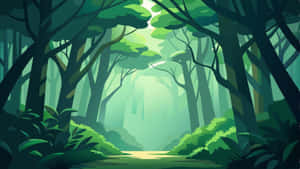Mystical Cartoon Forest Path Wallpaper