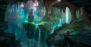 Mystical_ Cavern_ Waterfalls Wallpaper