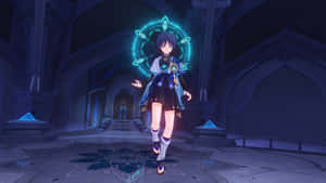 Mystical Character Cryptic Ruins Wallpaper