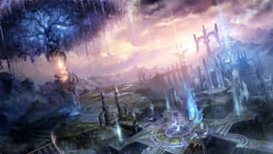 Mystical_ City_ Sunset_ Fantasy_ Artwork Wallpaper