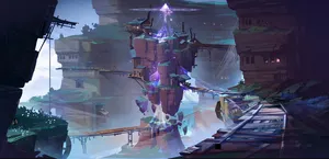 Mystical_ Cliffside_ Structures_ Genshin Wallpaper