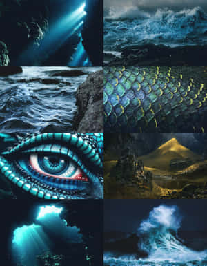 Mystical Dragon Elements Collage Wallpaper