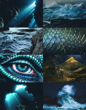 Mystical Dragon Elements Collage Wallpaper