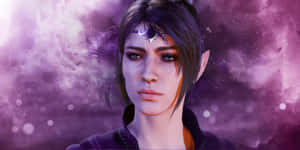 Mystical_ Elven_ Warrior_ Against_ Cosmic_ Backdrop.jpg Wallpaper