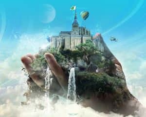Mystical Fantasy Castle In A Magical Landscape Wallpaper