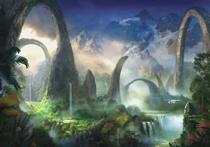 Mystical Fantasy Landscape At Twilight Wallpaper