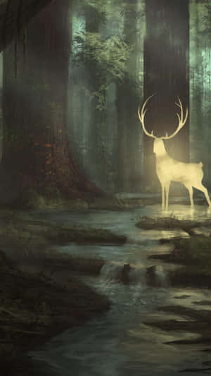Mystical Forest Deer Wallpaper
