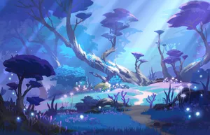 Mystical_ Forest_ Glow_ Genshin_ Impact Wallpaper