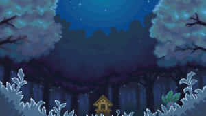 Mystical Forest Night Scene Wallpaper