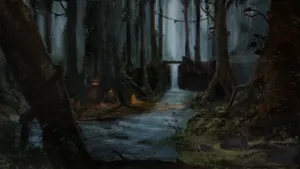 Mystical Forest Stream Dagobah Wallpaper