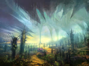 Mystical_ Forest_ Sunset Wallpaper