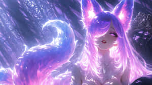 Mystical Fox Girl In Forest Wallpaper