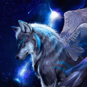 Mystical Galaxy Wolf Wings Wallpaper