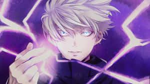 Mystical Gaze: Gojo Satoru In Hollow Purple Mode. Wallpaper