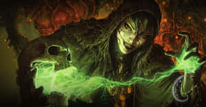 Mystical Green Witch In Nature Wallpaper