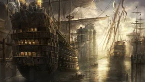 Mystical_ Harbor_ Scene Wallpaper