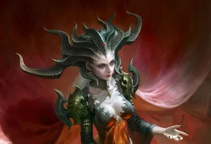 Mystical_ Horned_ Queen_ Fantasy_ Art Wallpaper