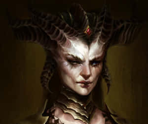 Mystical Horned Woman Artwork Wallpaper