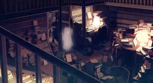 Mystical Library Night Wallpaper