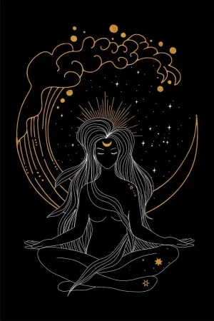 Mystical Moon Goddess Art Wallpaper