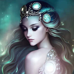 Mystical Moon Goddess Artwork Wallpaper