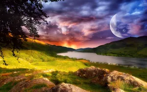 Mystical_ Moonrise_ Valley Wallpaper
