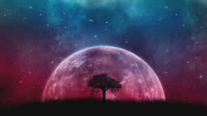 Mystical_ Moonrise_with_ Lone_ Tree Wallpaper