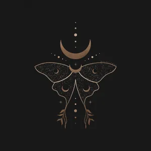 Mystical_ Moth_and_ Crescent_ Moon_ Art Wallpaper
