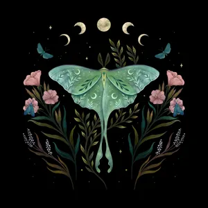 Mystical_ Moth_ Night_ Garden_ Art Wallpaper