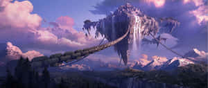 Mystical_ Mountain_ Cityscape Wallpaper