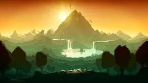 Mystical Mountain Sunset Landscape Wallpaper