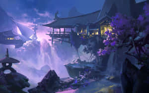 Mystical_ Mountain_ Temple_ Fantasy_ Art Wallpaper