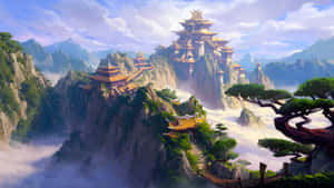 Mystical_ Mountain_ Temple_ Landscape.jpg Wallpaper