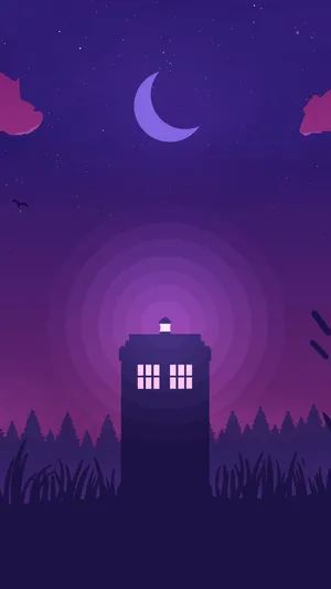 Mystical_ Night_ Scene_with_ Tardis Wallpaper